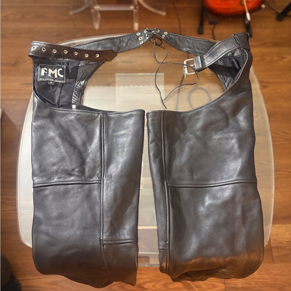 FMC Men's Black Leather Chaps